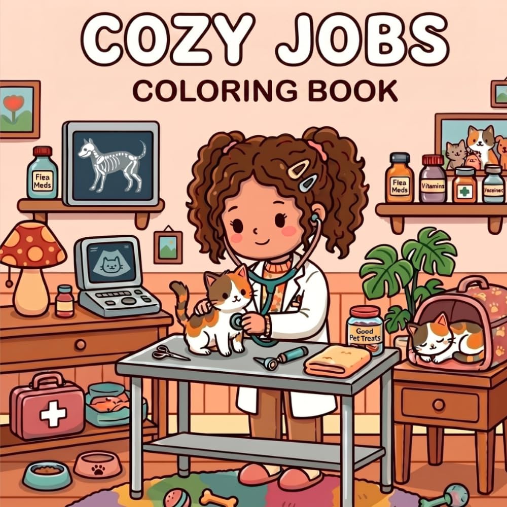 Cozy Jobs Coloring Book: Adorable Careers and Cute Occupations Coloring Pages for Relaxation and Stress Relief | Easy Designs, Mindfulness Art Therapy, Anti-Anxiety Coloring for Adults and Teens