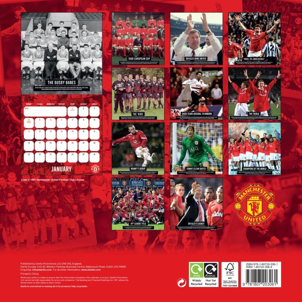 Manchester United Calendar 2027 Legends Historic | FREE Stickers, Man United FC Wall Hanging Calendar, Red Devils Gift for Fans : Amazon.co.uk: Stationery & Office Supplies