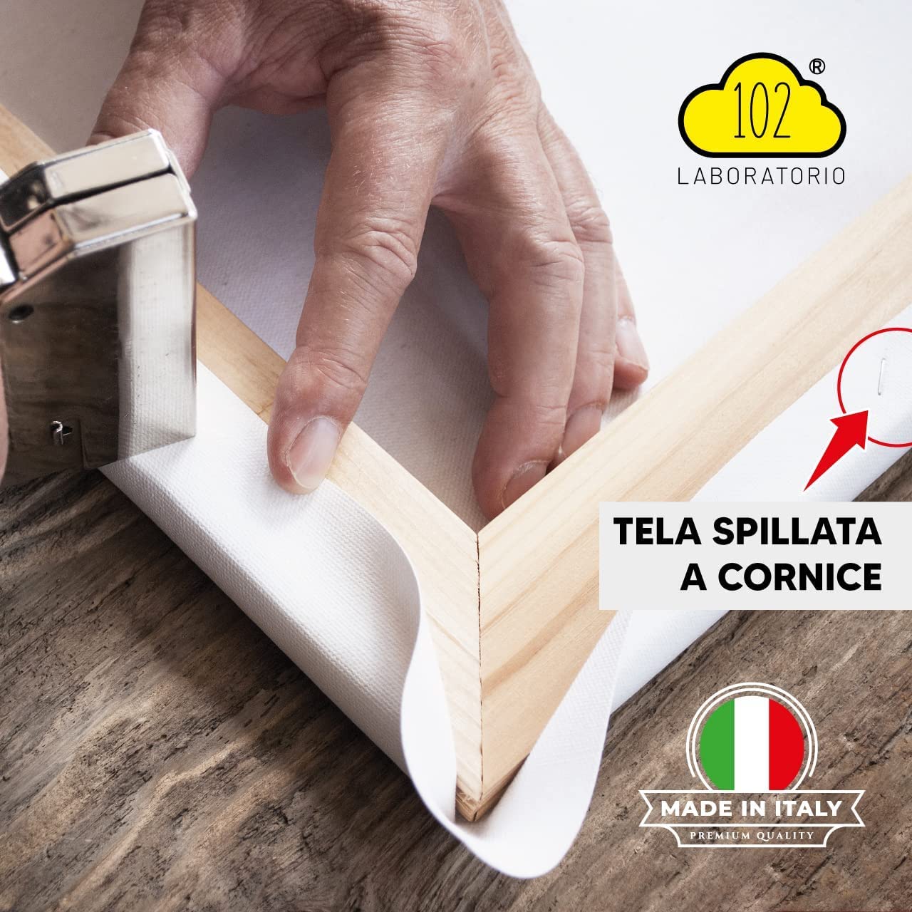 LABORATORIO 102 Quadro su Tela Mappamondo 70x100cm Mappa Mondo Cartina Bandiere - Stampa da Parete con Telaio Premium 2 cm Legno Abete - Massima Qualità di Stampa - Quadro Moderno Pronto da appendere