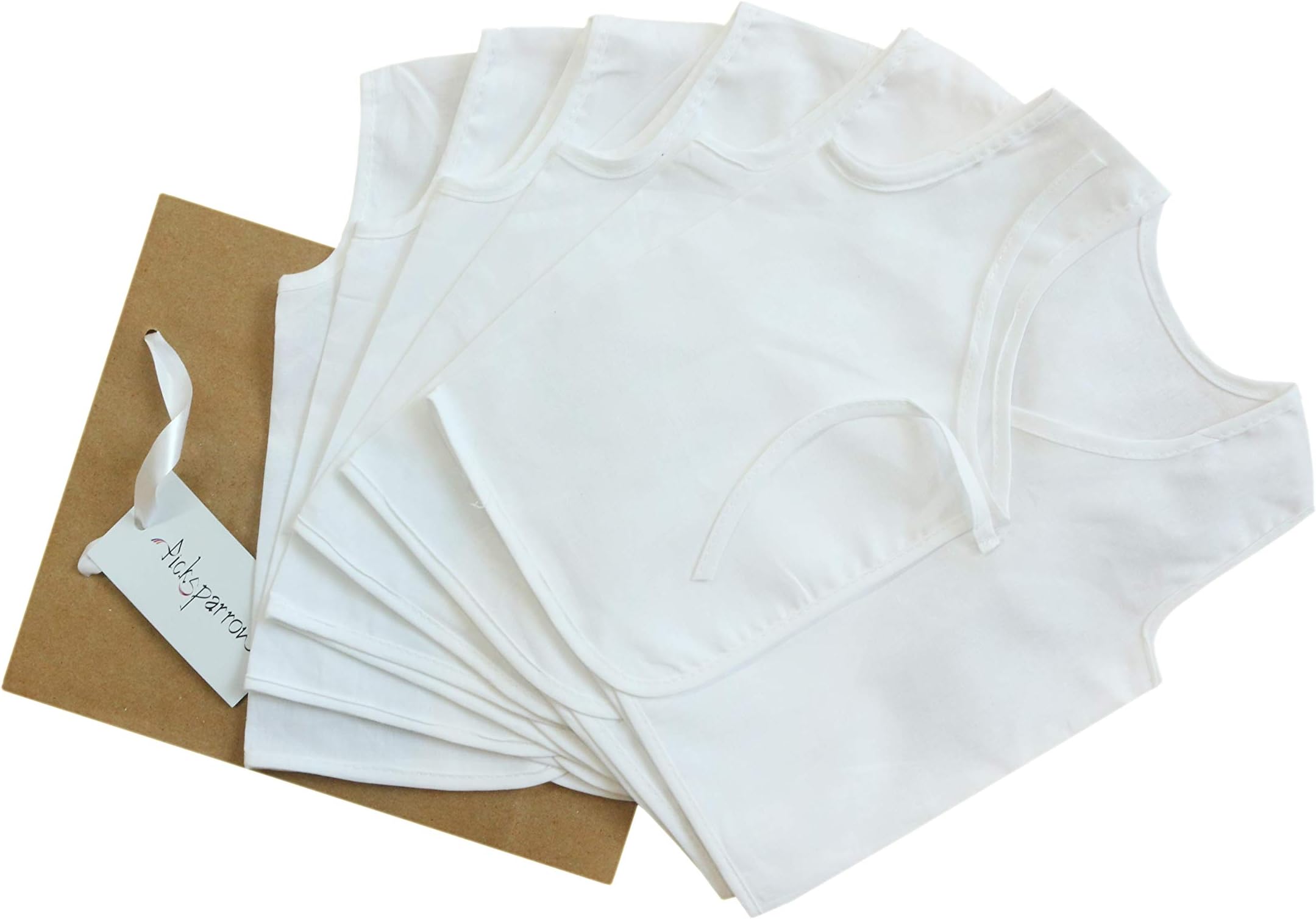 Picksparrow Cotton Unisex Pure Newborn Baby Clothes/Cambric Skinny Fit Jhablas/Sleeveless Tops/Vests/Newborn Essentials (0-1 Months, Pack Of 6, Design - Solid White)