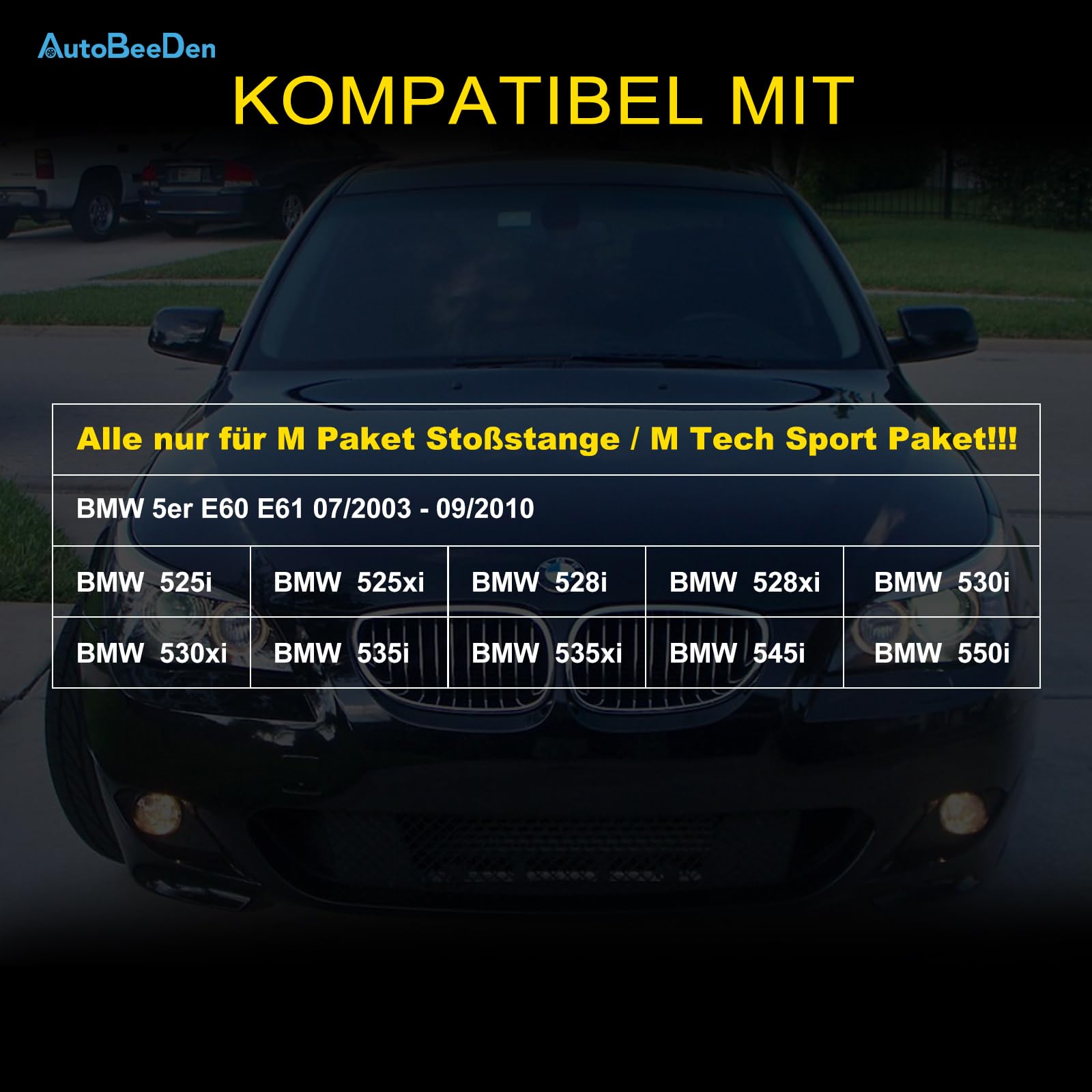 Reflektor przeciwmgielny do BMW serii 5 (E60 E61, 525i 525xi 528i 528xi 530i 530xi 535i 545i 550i), 07/2003-09/2010, wszystkie tylko do pakietu M zderzak/M Tech Sport (przezroczysty)