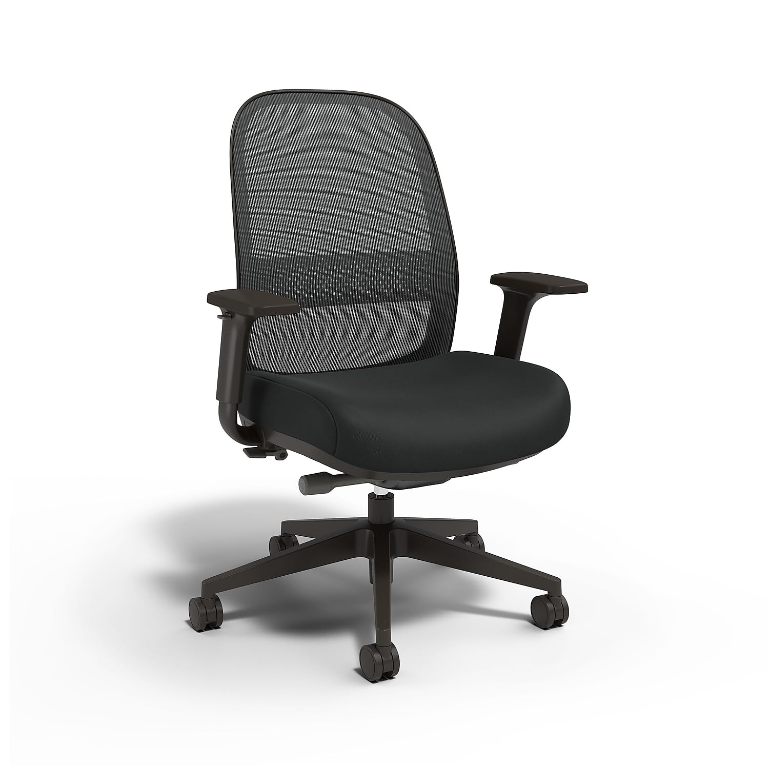 Union & Scale Workplace 2.0 Bedford Ergonomic Office Desk Chair, Breathable Mesh Back & Fabric Swivel Seat, Adjustable Height, Lumbar Support, Black