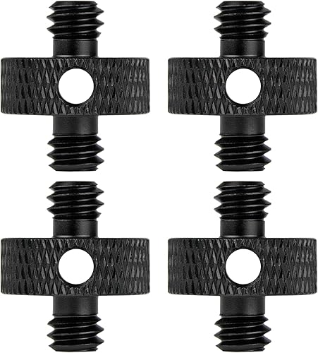 Rigych Adaptador de tornillo de trípode de 14 macho a 14 macho con agujero 14 tornillo soporte de cámara para cámara, trípode, soporte de micrófono,