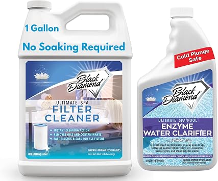 Enzyme Water Clarifier Quart + Spa Filter Cleaner Gallon 2-Pack