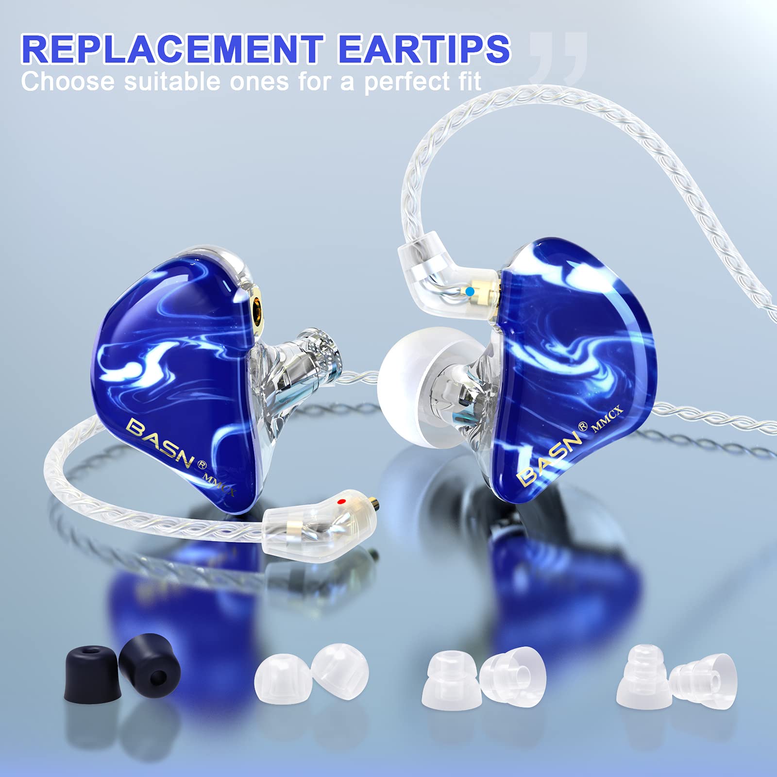 BASN MMCX Earphones for Musicians Triple Driver IEM - Dettaglio