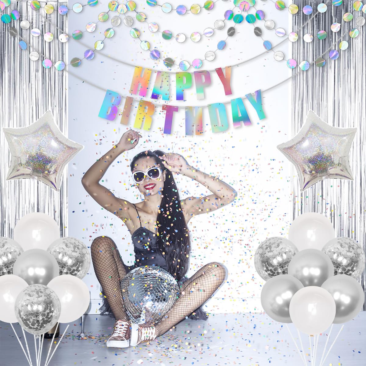 Festive Charm With Durable Silver Star Garland Decorations For - View #6