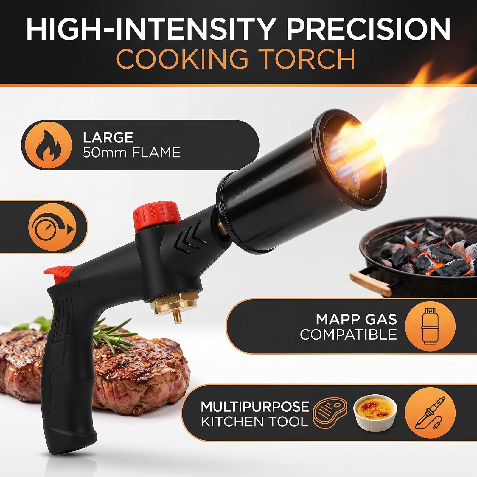 CHICIRIS Torche de Cuisine Réglable, Chalumeau Multi-gaz pour Barbecue avec Verrouillage de sécurité