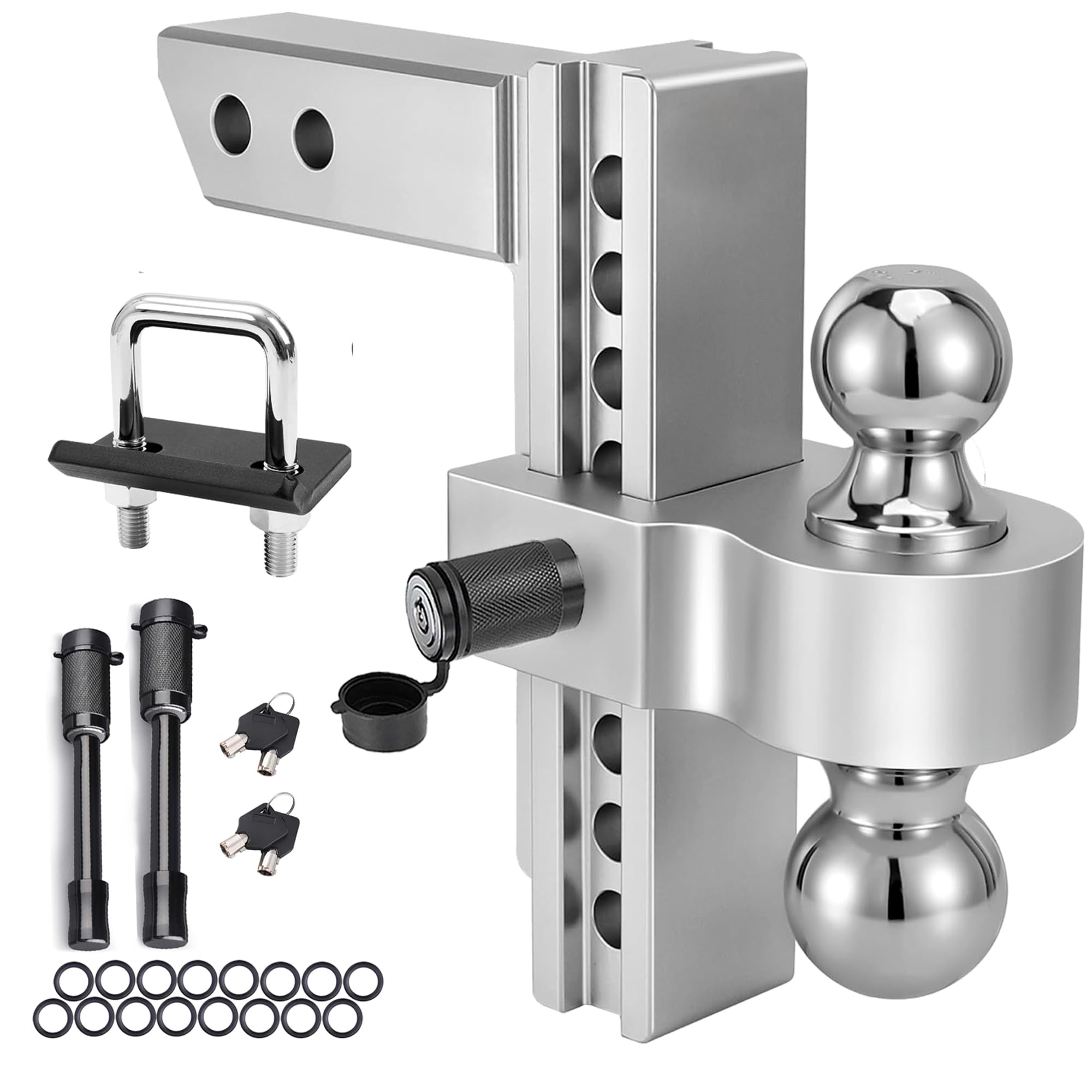 Adjustable Aluminum Trailer Hitch Fits 2.5" Receiver, 8 Inch Drop Hitch ...