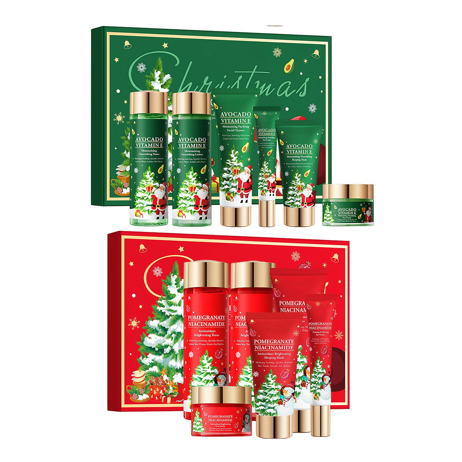 Kit de Cuidado Facial Extractos de Frutas Iluminador | Set De Belleza Facial Navideño Hidratante Suave E Iluminador Para Piel Seca, Sensible y Opaca