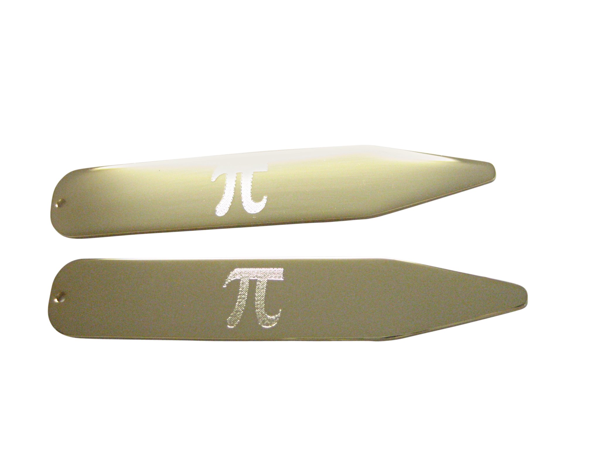 Kiola Designs Gold Toned Etched Mathematical Pi Symbol Collar Stays