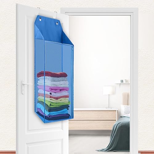 Miniatura 2 de Libeder Cesta de lavandería para colgar sobre la puerta, cesta plegable de malla para colgar con cremallera para organizador de ropa sucia, bolsa de