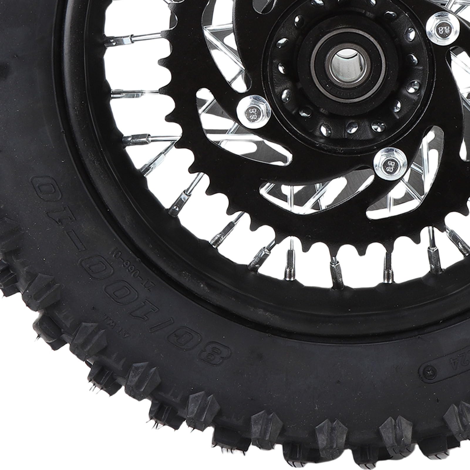 Keenso Opona Motocyklowa, Opona na felgę Tylnego Koła 80/100-10 10 Cali z osią 12 Mm i tarczą hamulcową 190 Mm do Rowerów Terenowych i Mini Motocykli