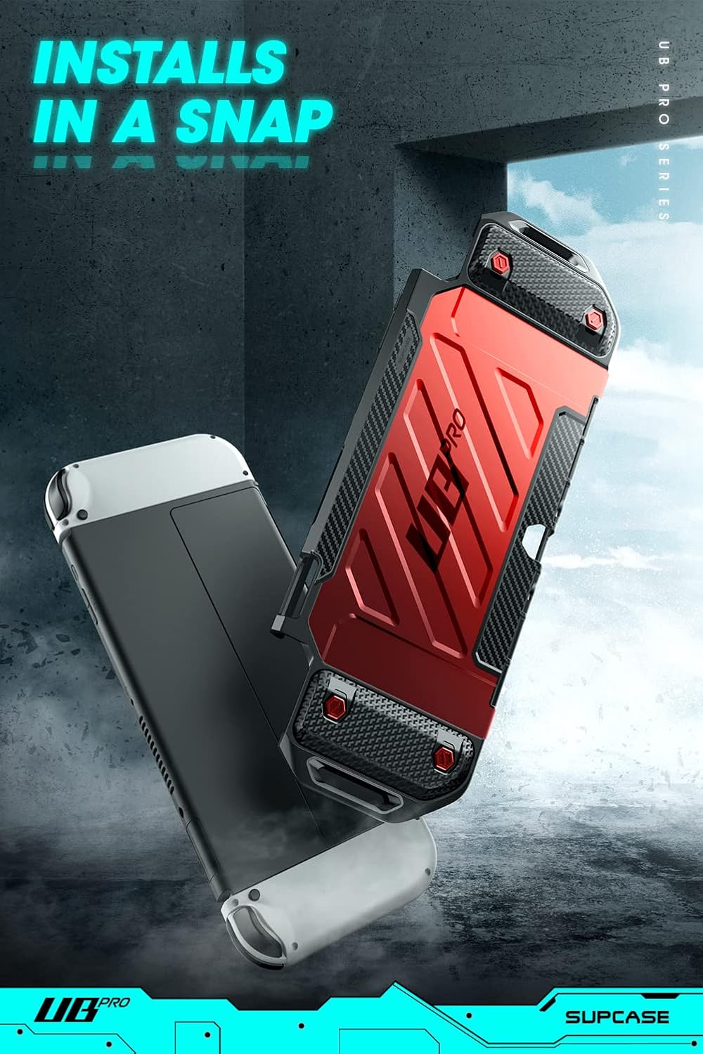 SUPCASE for Nintendo Switch OLED Case 2021 (Unicorn Beetle Pro), [Military-Grade Protection] [Ergonomic Design] Dockable Integrated Cover Accessories for Nintendo Switch OLED, Ruddy - Image 7