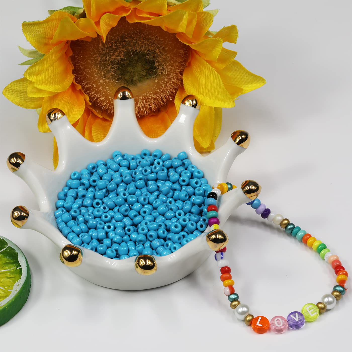 4mm Lake Blue Seed Beads About 1600pcs/110Grams in Bag,6/0 Glass Craft Beads for Making Earrings Waist Jewelry - Image 4