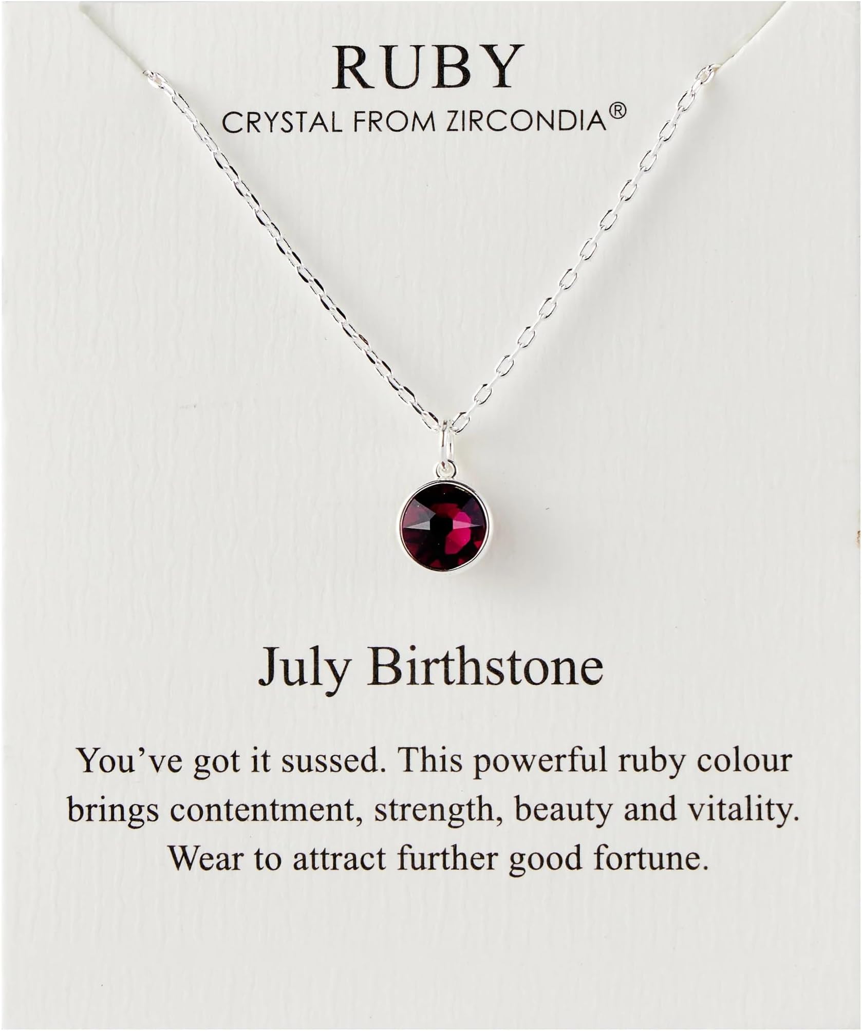 Philip Jones July (Ruby) Birthstone Necklace Created with Zircondia® Crystals