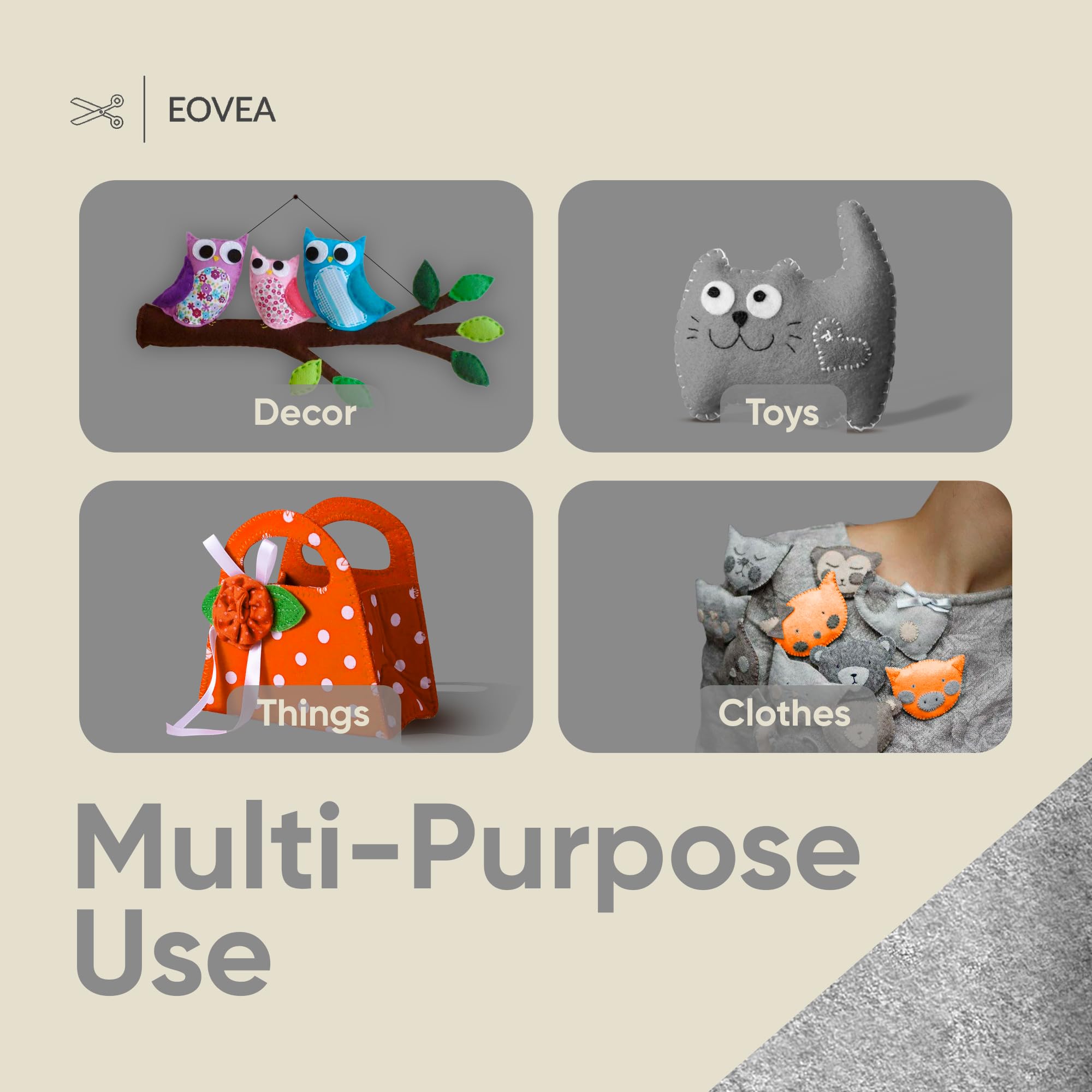 EOVEA | Acrylic Felt Fabric by The Yard - Non-Stiff, Soft Material - 72" Wide - 1.6mm Thick Felt Sheets for DIY Crafts, Sewing, Upholstery, Cushion, Padding(Heather Grey, Half Yard)