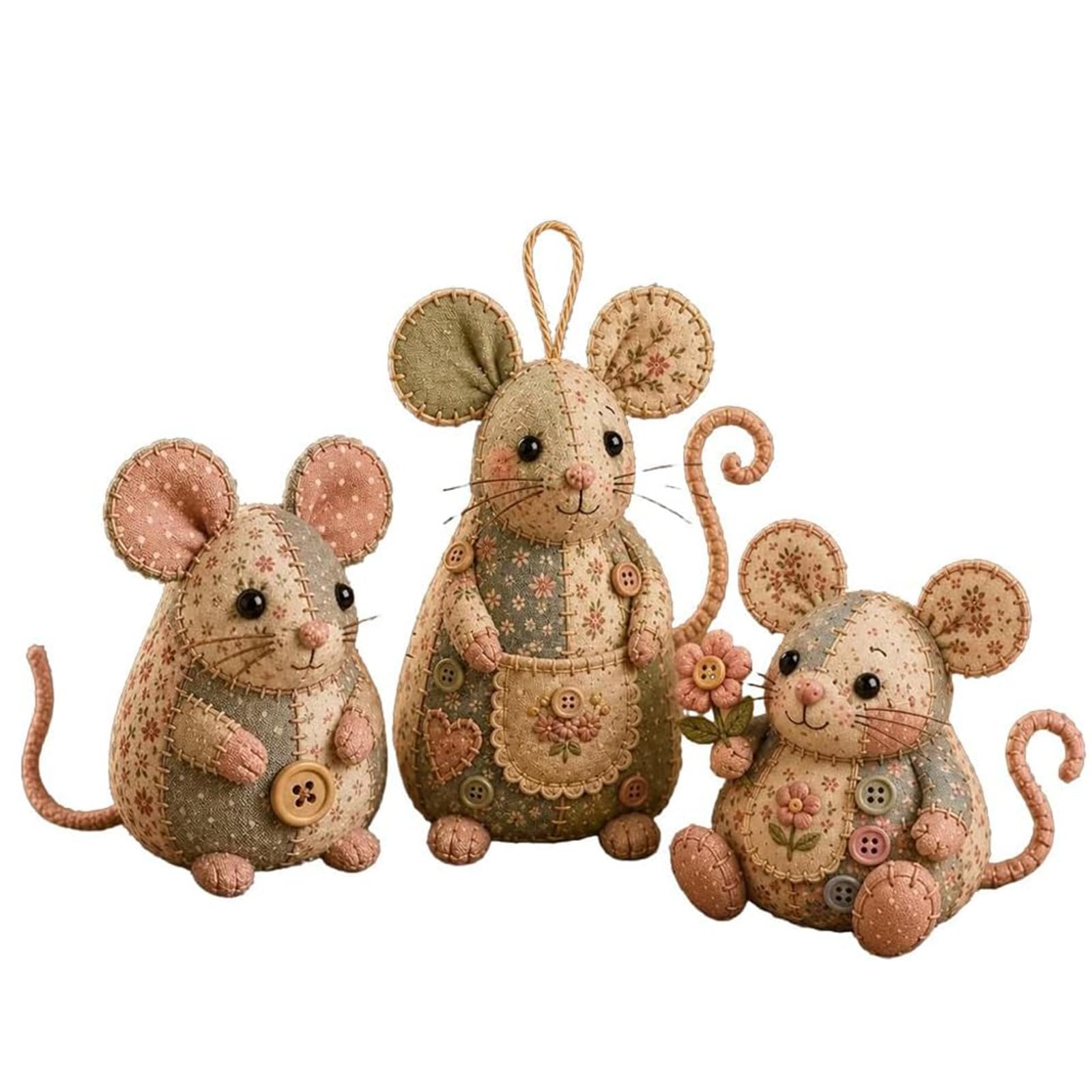 Kit fai da te di topolini patchwork, set di 3 pezzi per creazioni artigianali, progetto creativo di patchwork animale per hobby di cucito, quilting, arte, regalo