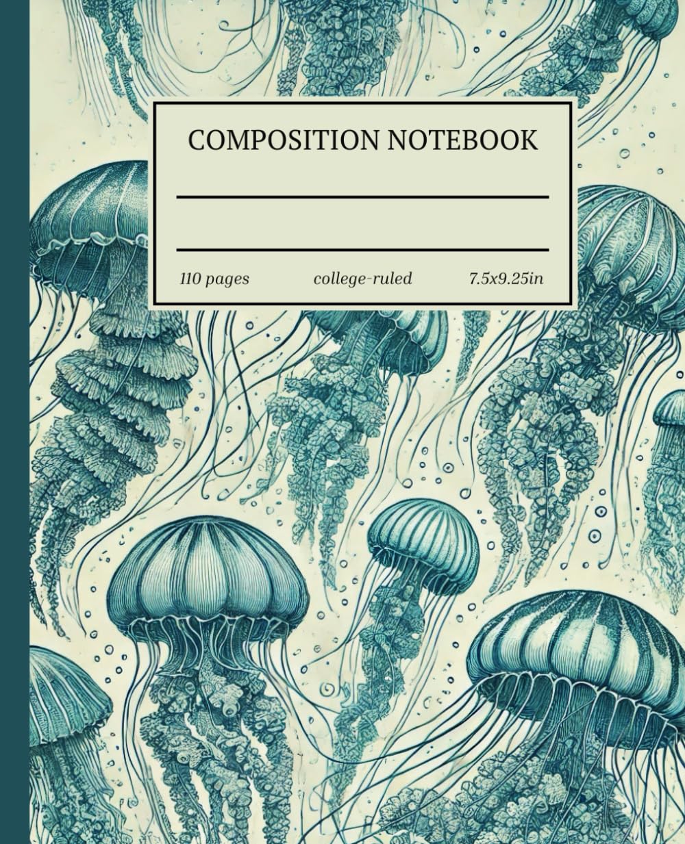 Composition Notebook College Ruled: Jellyfish Vintage Botanical Illustration | Cute Ocean Life Aesthetic Journal For School, College, Office, Work | Wide Lined Paperback – July 16, 2024