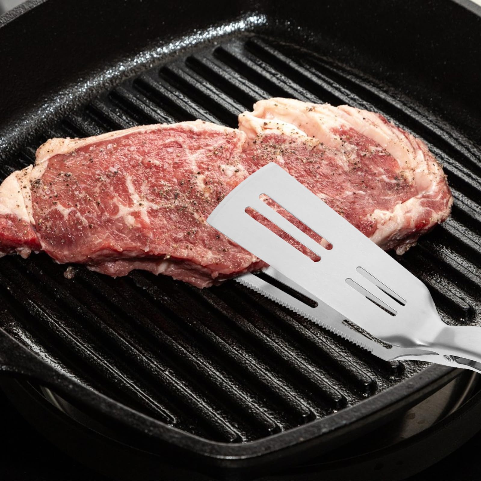 ARTIBETTER Pinza per Cucina in Acciaio Inossidabile Manico in Legno, Strumento Versatile per Afferrare Cibo Fritto, per Colazioni e Barbecue