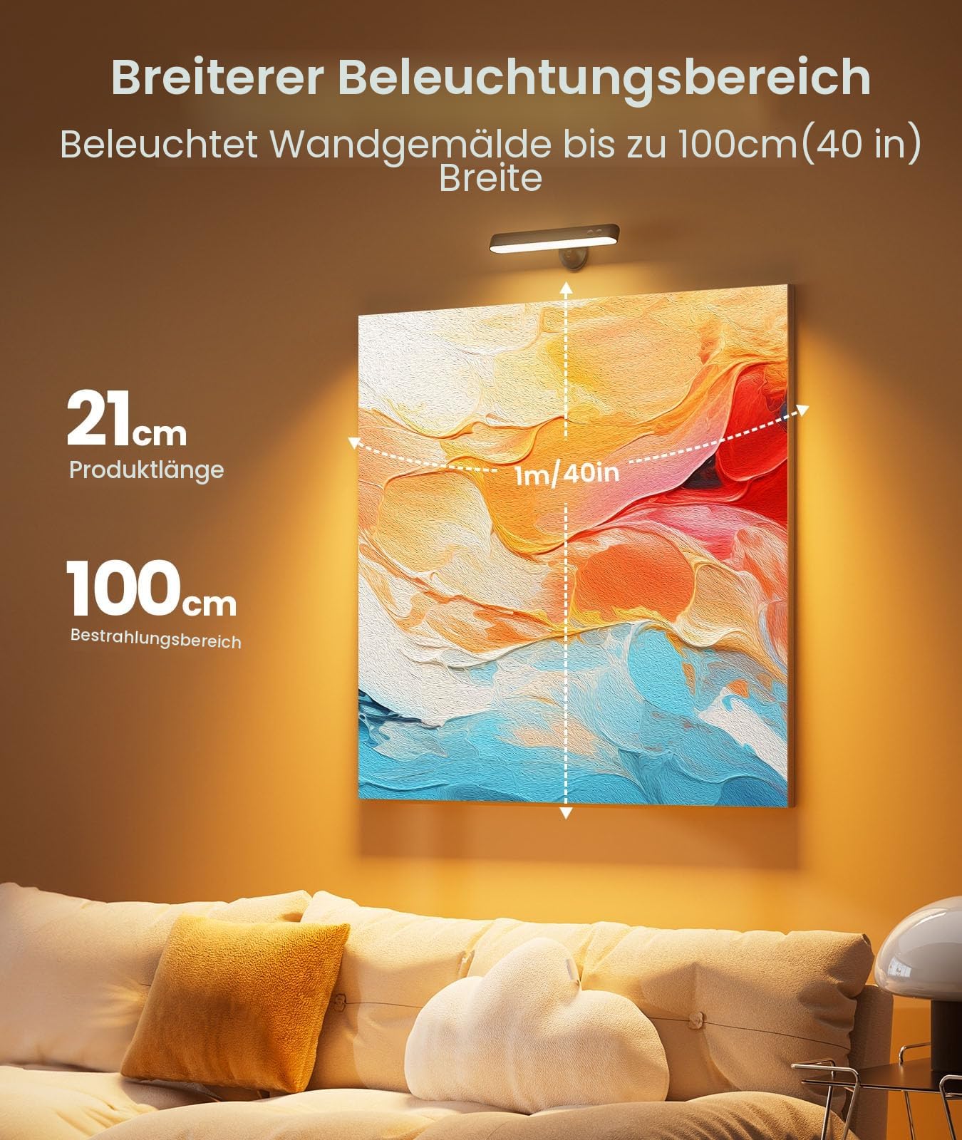 PopoIron Akku Wandleuchte 7500mAh, Wiederaufladbare LED-Wandleuchte mit Touch- und Fernbedienung, 3 Farben, 360° Drehbar, Dimmbar, 15 RGB-Farben