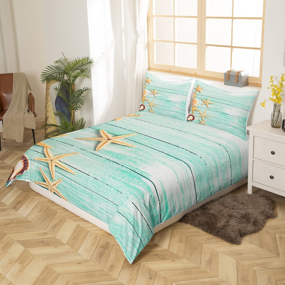 Biancheria da letto con disegno a fasce - rosa chiaro / bianco / verde