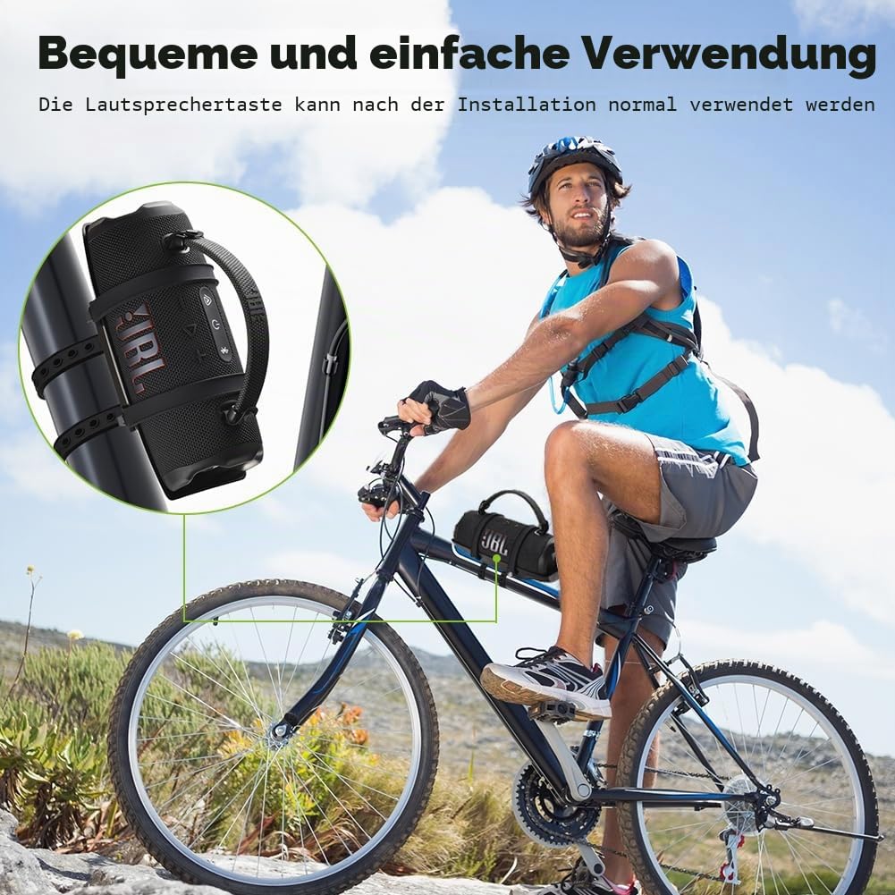 Tragbare Halterung für JBL Charge 6/5/4/3/Charge Essential 2/Essential Bluetooth-Lautsprecher,Outdoor Lenker-/Rohradapter für Fahrrad, E-Scooter, Golfcart & Bootsgeländer