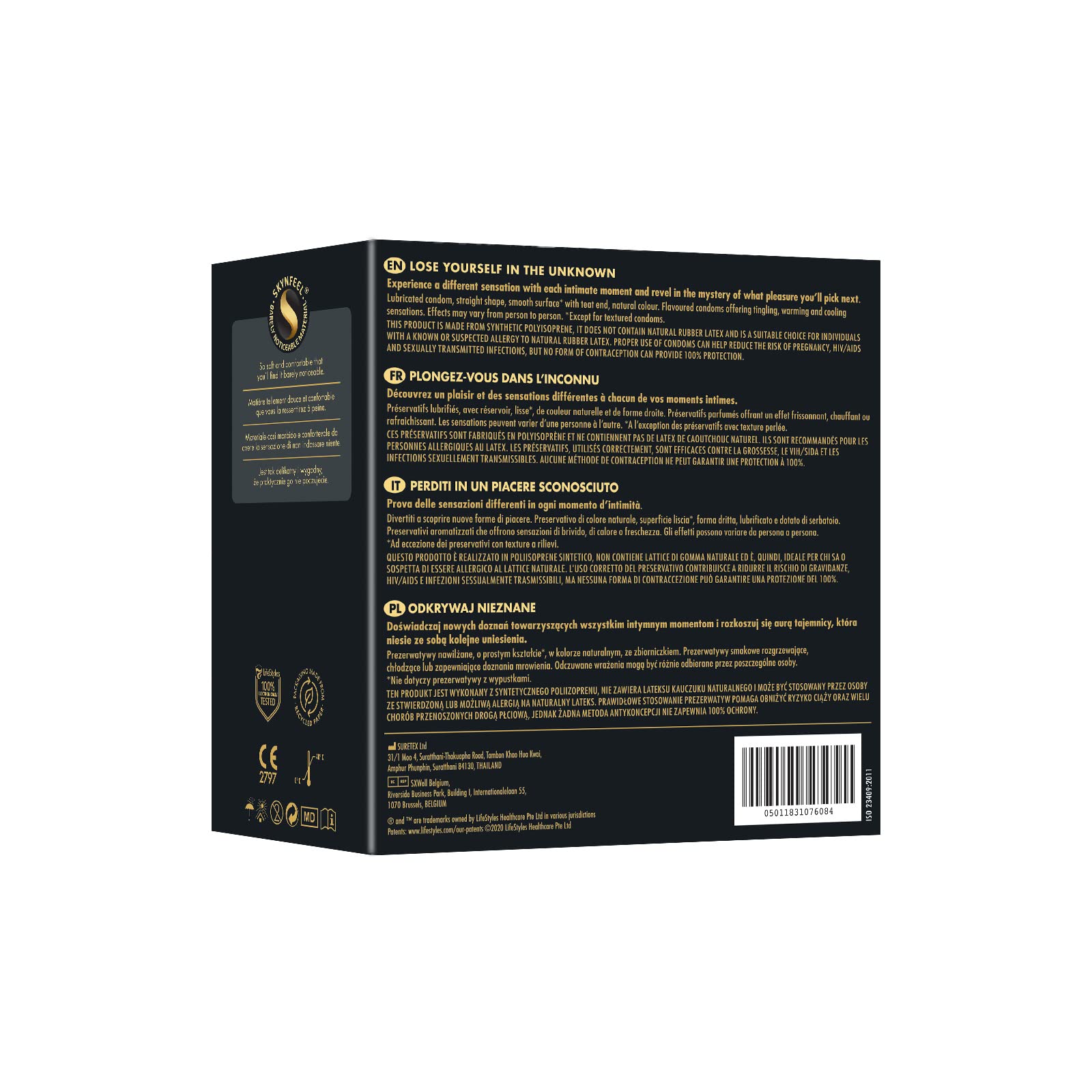SKYN Unknown Pleasures Plus - Preservativi Senza Lattice in Poliisoprene - Compatibili con Lubrificanti, 42 Pezzi