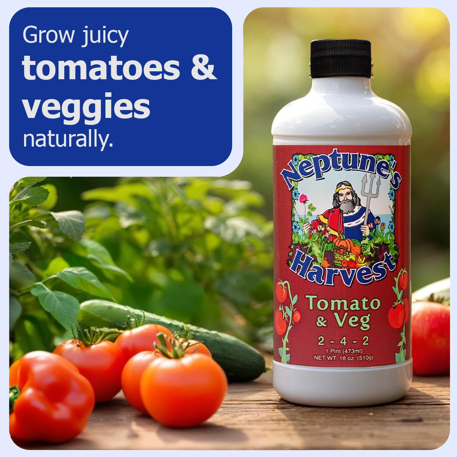 Neptune's Harvest Organic Plant Fertilizer | Liquid Fertilizer for Lawn, Garden & Houseplant | Rich in Essential Nutrients | Tomato & Veg 2-4-2 (Pint) + Rose & Flowering Plant Food 2-6-4 (Pint)