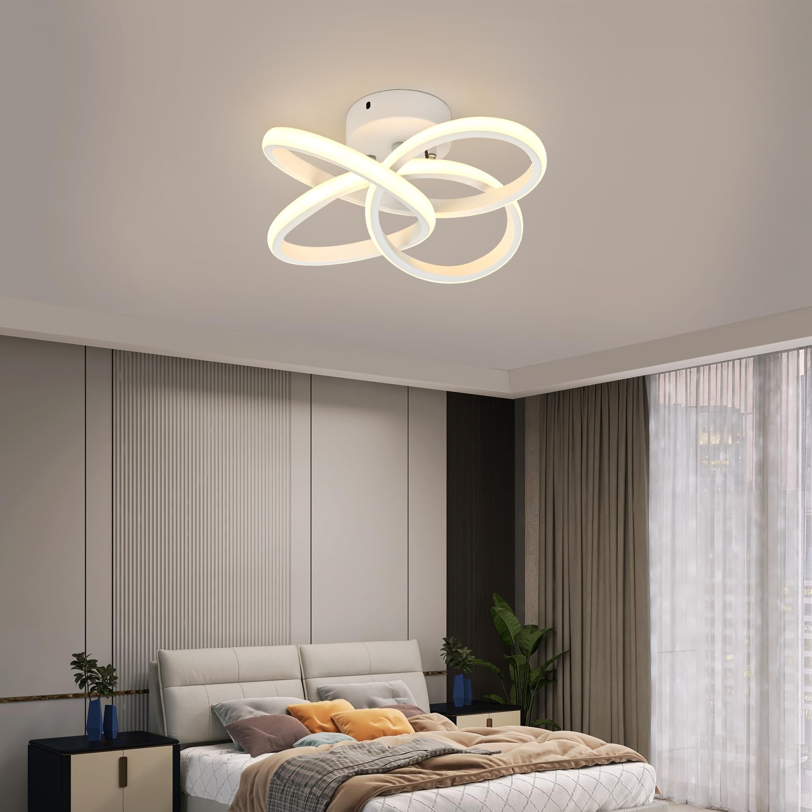 Plafoniera LED,Lampada da Soffitto Moderna 36W 3900lm, Plafoniere Design Fiore,Lampadario acrilico bianca per Soggiorno Cucina Bagno Camera da Letto Corridoio,Luce Bianco caldo 3000K,Diametro 31cm | Moderna Lampada da soffitto 36W 3900lm,Lampada di lusso,