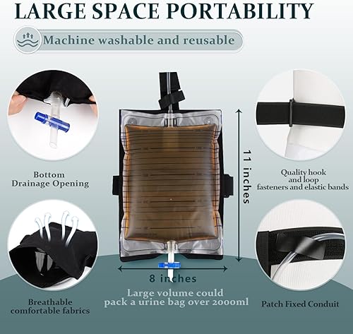 Miniatura 5 de 2 soportes para bolsa de catéter, funda para bolsa de drenaje urinario para hombres y mujeres, dispositivo de estabilización de catéter, bolsa de