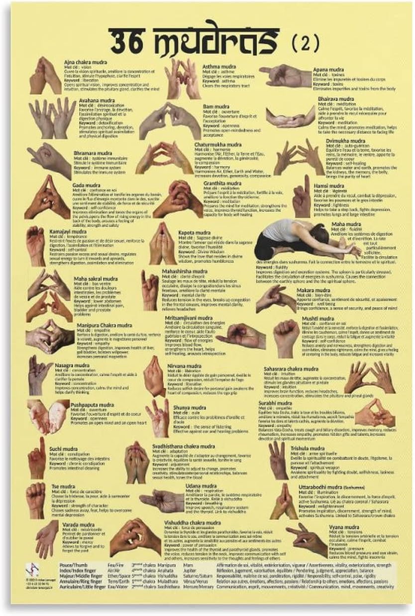 Wall Poster of Definitions And Meanings of 36 Mudras