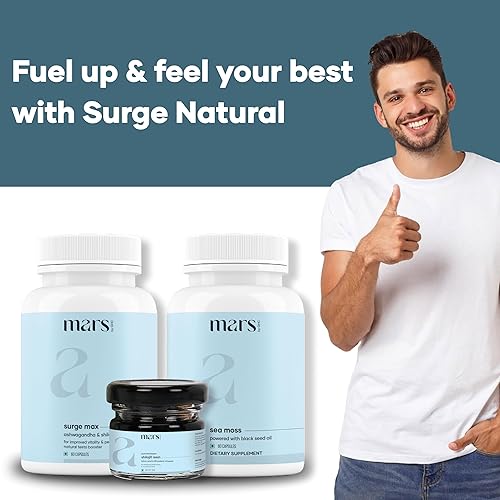 Miniatura 8 de Mars by GHC Performance Plus Combo  Tapas Surge Max, resina pura de Shilajit del Himalaya, cápsulas de semillas negras y musgo marino natural  Apoya