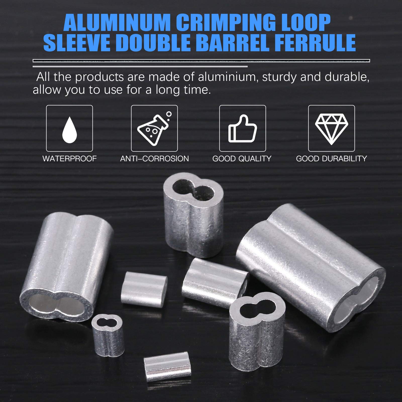 10 Pc 1/16'' Marine Stainless Steel Wire Rope Oval Sleeve Sleeves ...