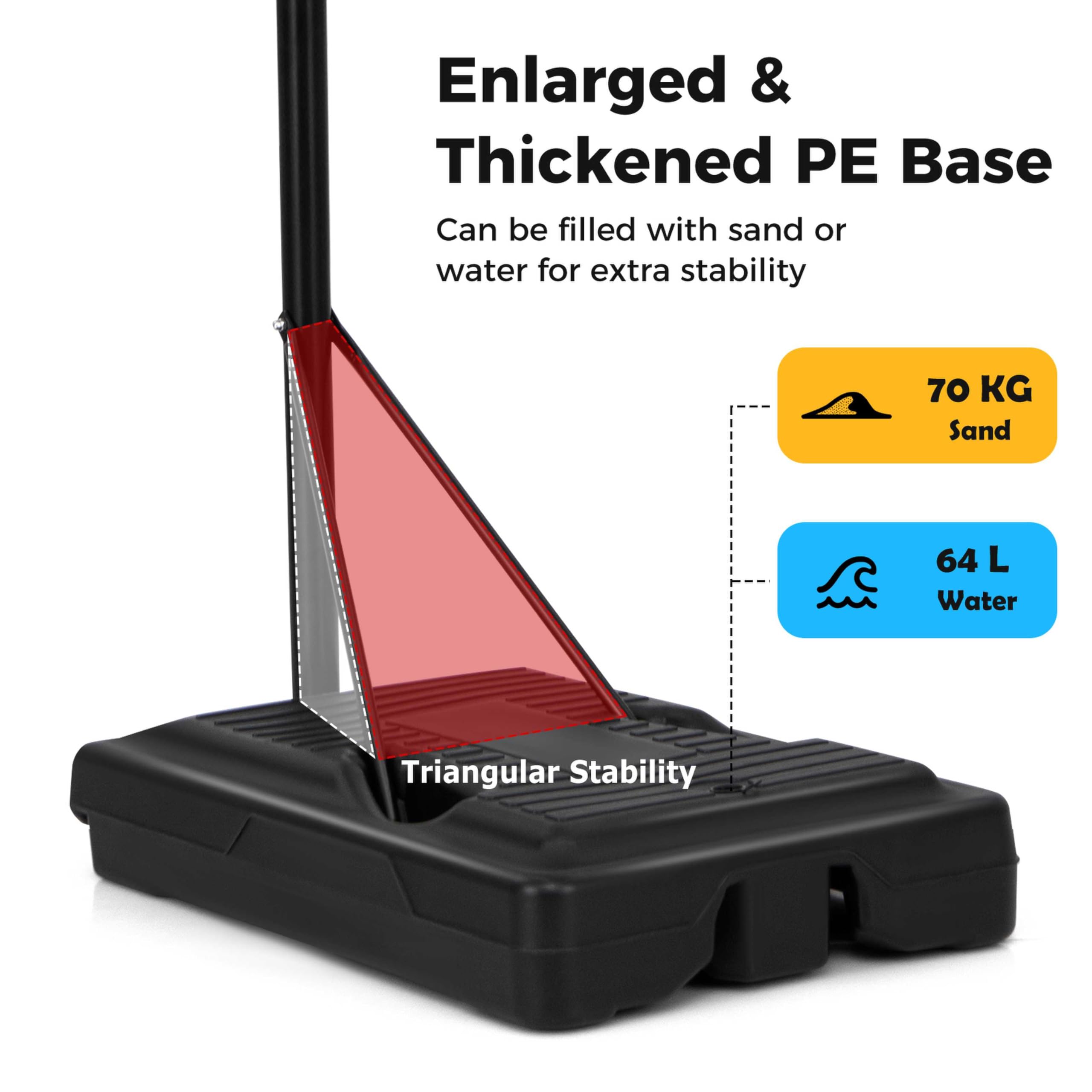 Support de Basket-Ball Portable, support de Basket-Ball réglable avec Base/Roues Rechargeables pour Salle de Sport, Club