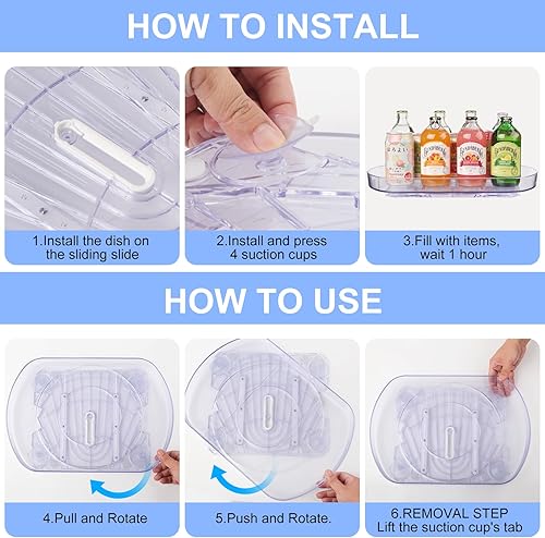 Miniatura 6 de Lazy Susan - Organizador giratorio para refrigerador, organizador y almacenamiento de refrigerador deslizante y rotación de 360, transparente Lazy