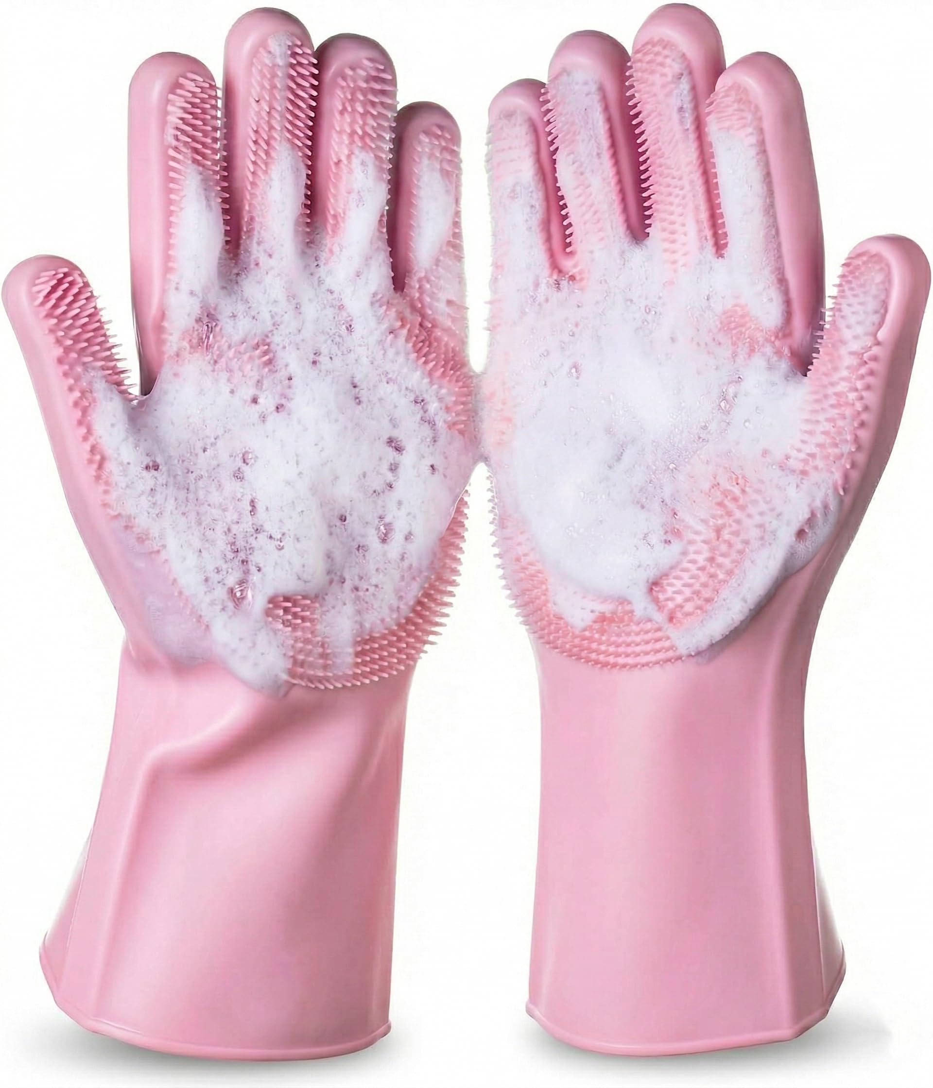 NVNAN Hundewaschhandschuhe, Badebürste für Hunde, Badehandschuhe, Shampoo-Bürste, Haustierpflege-Handschuhe, Katzenpflege-Zubehör, 1 Paar, Rosa