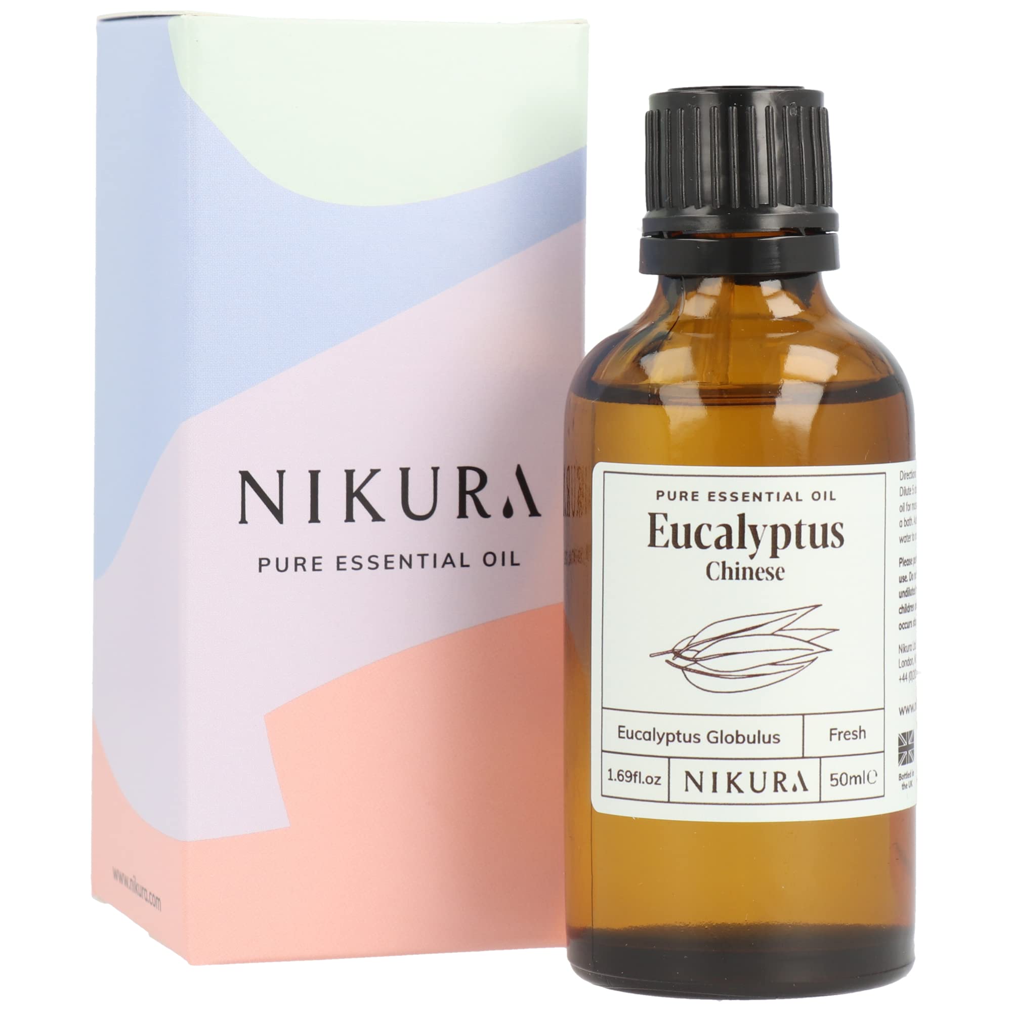 nikuraEucalyptus Essential Oil - 50ml | 100% Pure Natural Oils | Perfect for Aromatherapy, Diffuser, Shower, Bath | Great for Massage, Inhaling, Skin | Vegan & UK Made