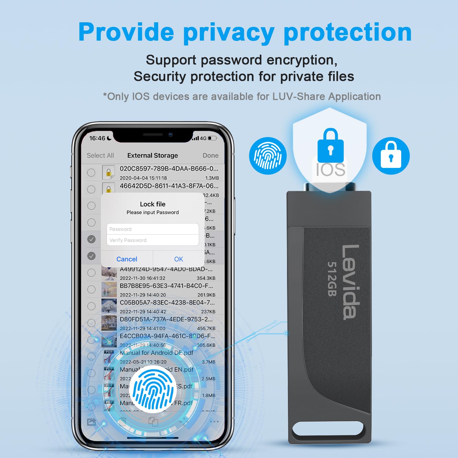 Chiavetta USB 512gb per Phone,Levida Memoria Esterna per scaricare foto,Pen Drive USB C 3.0,Photo Stick,4 in 1 USB Stick per IOS/Smartphone/Pad/Android/PC(Foto/Video/Backup Automatico),Nero chiaro