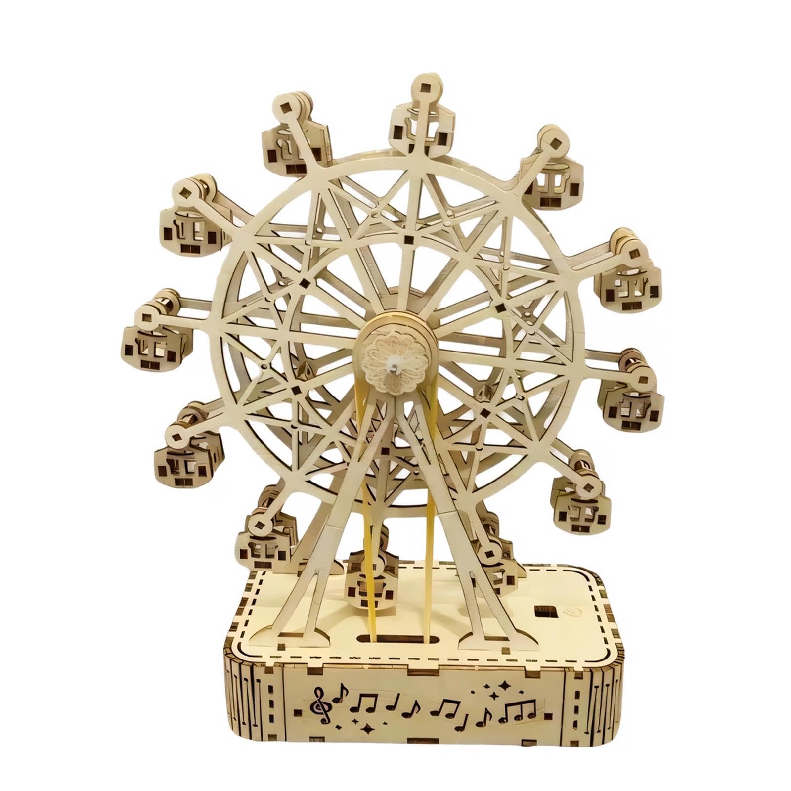 3D Wooden Puzzle for Adults DIY Ferris Wheel Music Box Model Kits, Creative Assembly Craft Gifts for Home Decor & Father's Day