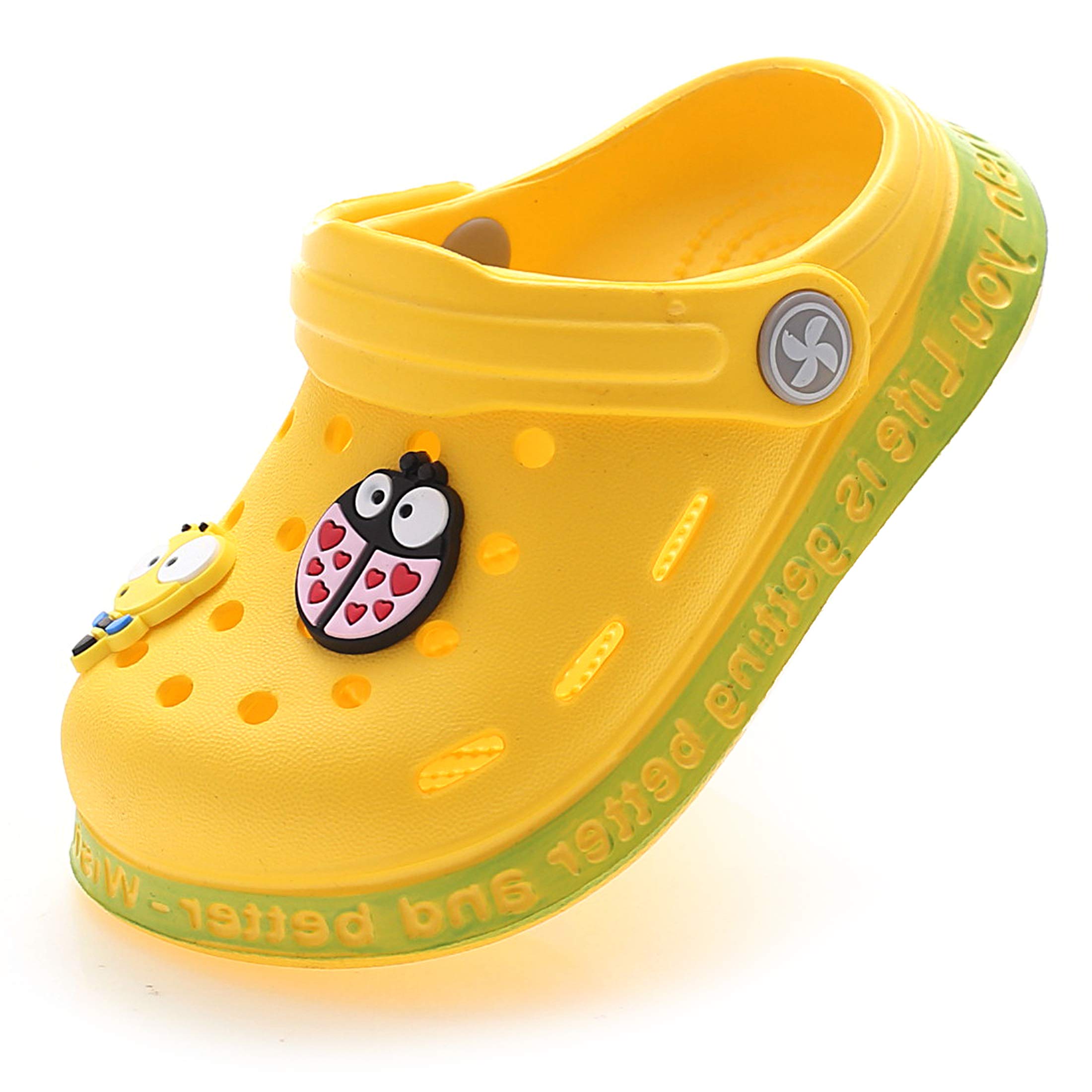 ZYLDK Unisex Gartenschuhe Clogs Kinder Gartenschuhe Kuschelige Hausschuhe Latschen Sommer rutschfeste Slippers mit Cartoon Raupe