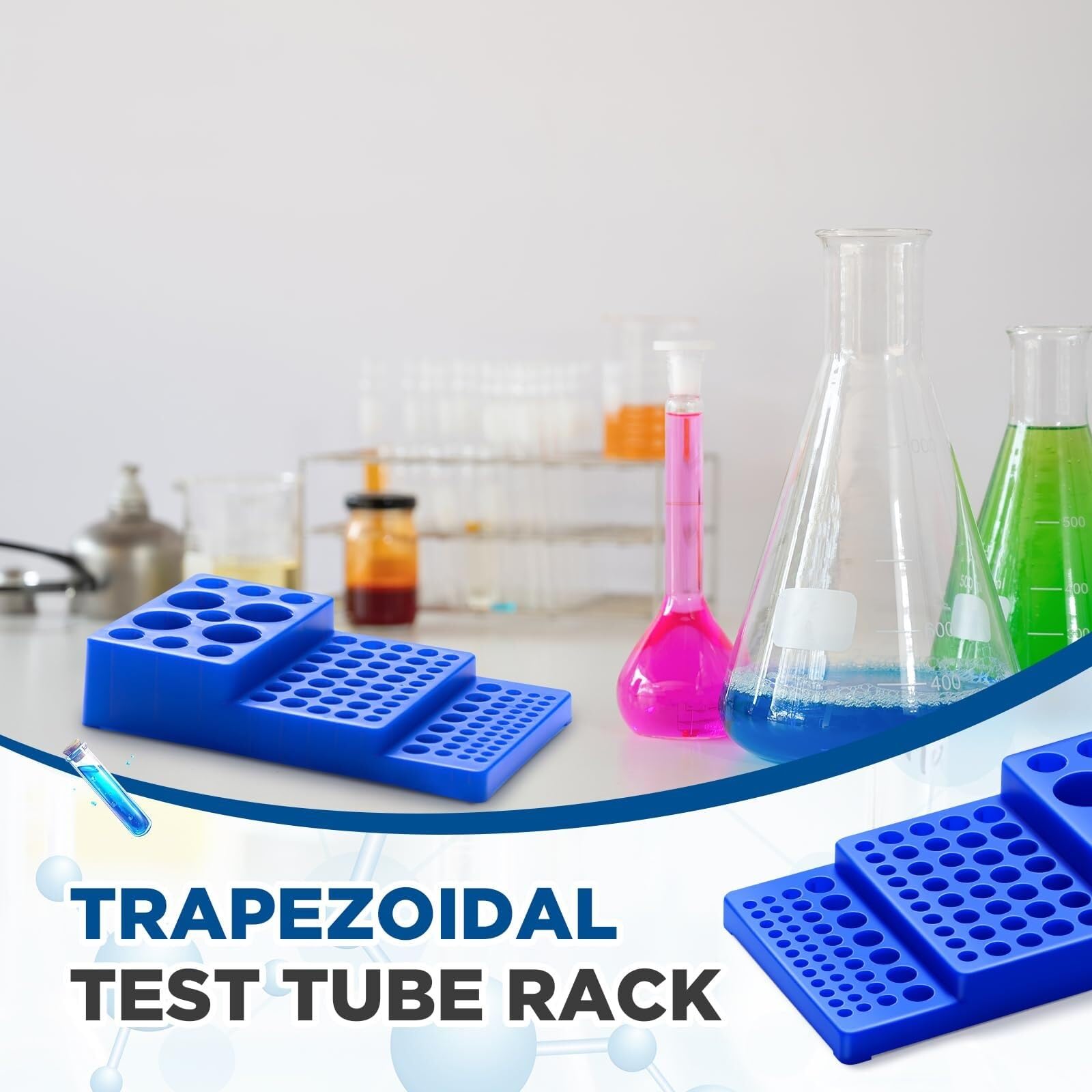 stojak na probówki do laboratorium, Niebieski stojak na probówki wirówkowe trapezowe 8,6 x 5,1, cala eksperymenty naukowe o pojemności 0,2–50 ml