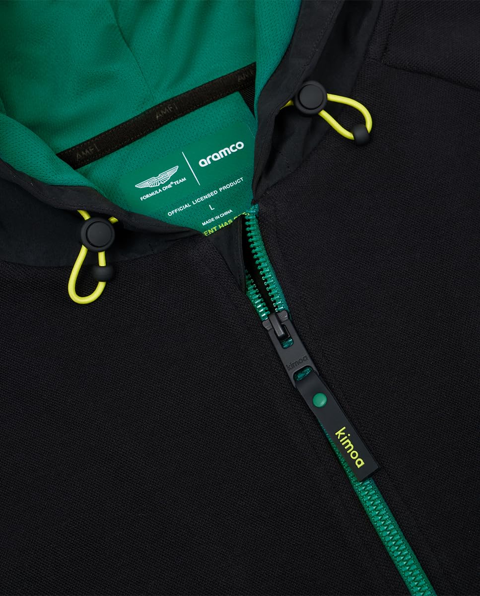 Kimoa - Sudadera ASTON MARTIN F1 2024 Fernando Alonso - Sudadera Hombre con Capucha, Sudadera Cremallera Hombre - Tejido Reciclado