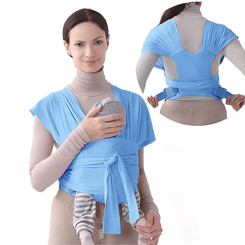 Fular portabebés, portabebés ajustable para recién nacidos a niños pequeños, fácil de llevar, estilo camiseta, envoltura de bebé para papá y mamá