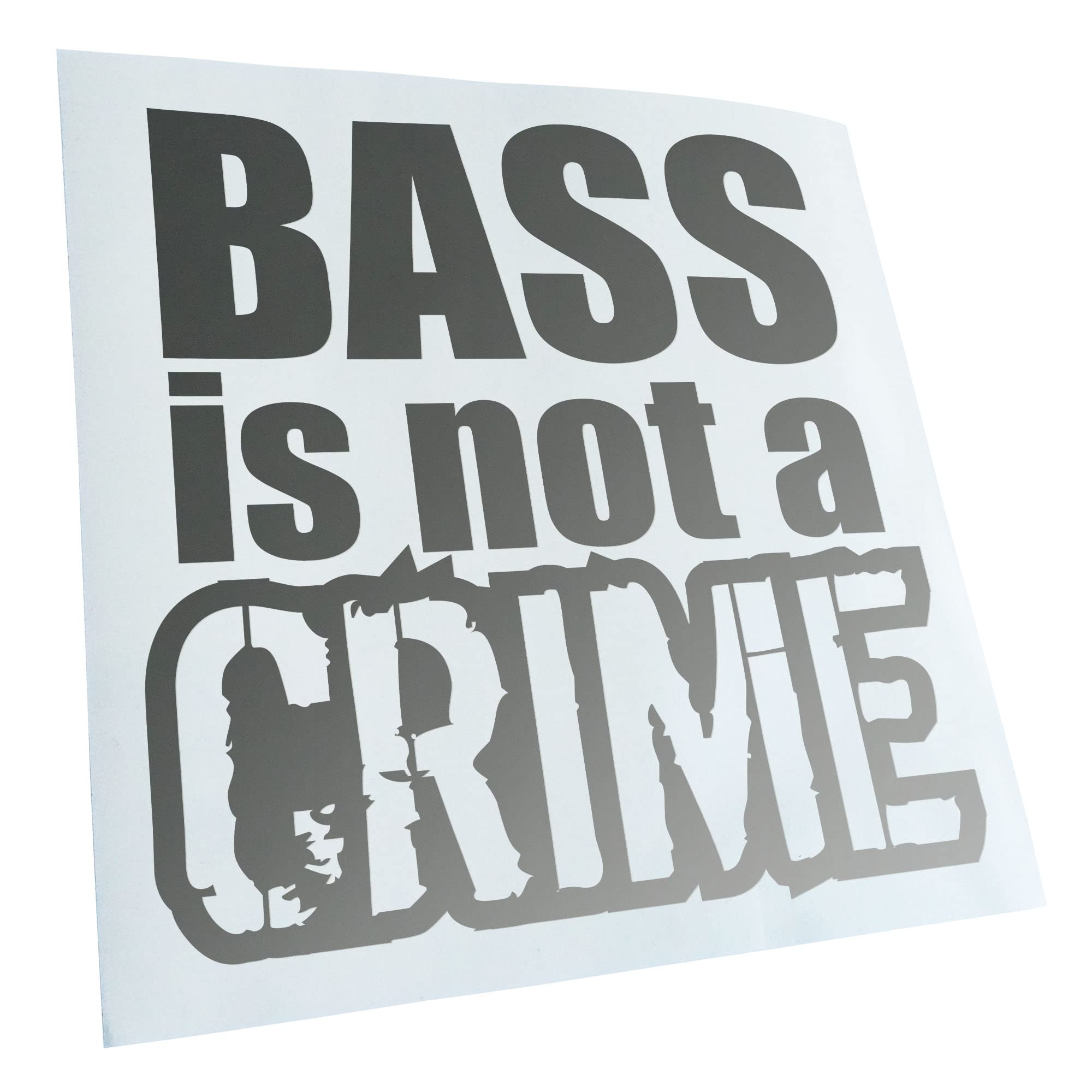 Kiwistar - Car Sticker - Bass is not a Crime - Silver - 40 x 40 cm - Rear Window Car Sticker Weatherproof for Car Truck Moped Truck - Sticker Exterior Self-Adhesive Tuning Accessories for Window