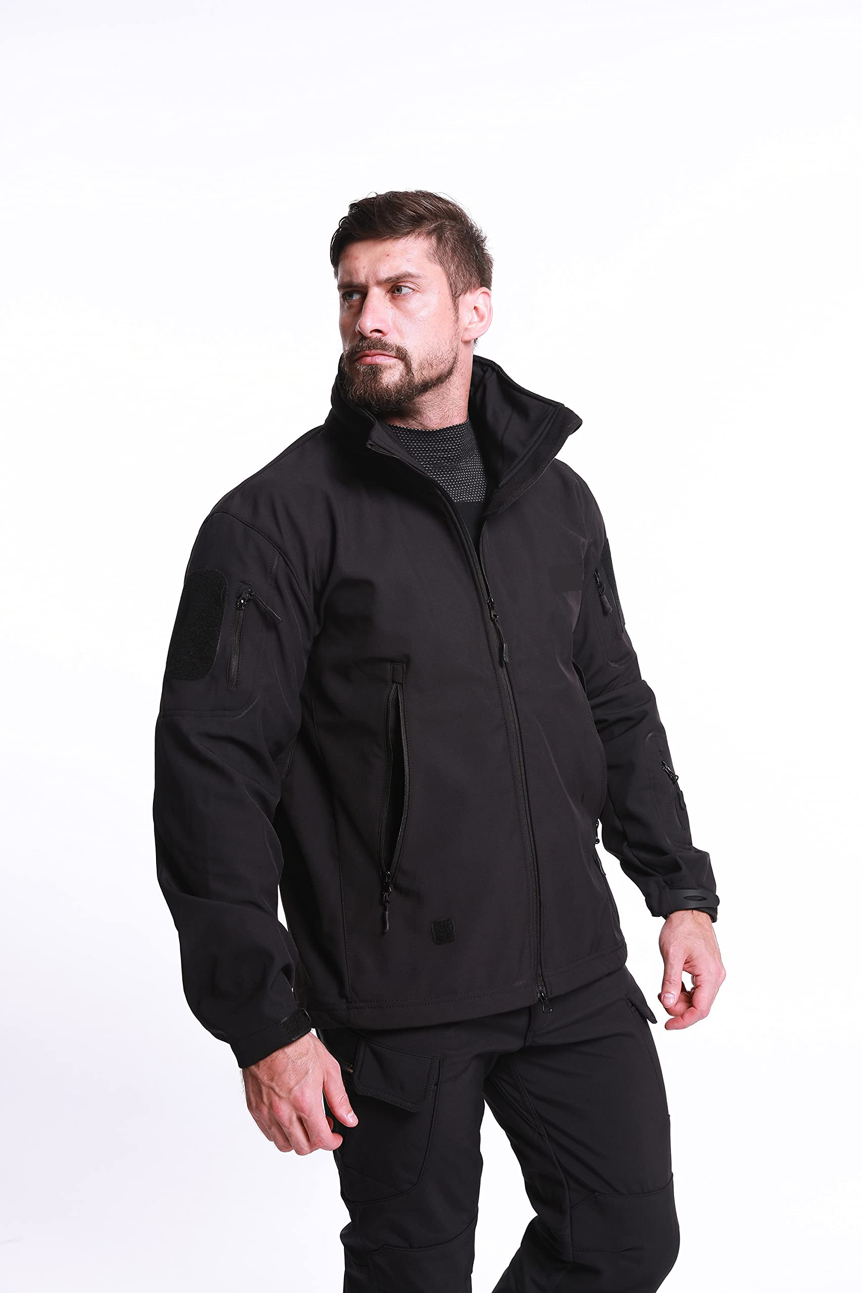 Hommes Tactique Vestes Softshell Extérieures Doublure Polaire Chauds Imperméable Vestes Encapuchonné Manteau Camouflage avec Poches Multifonctions