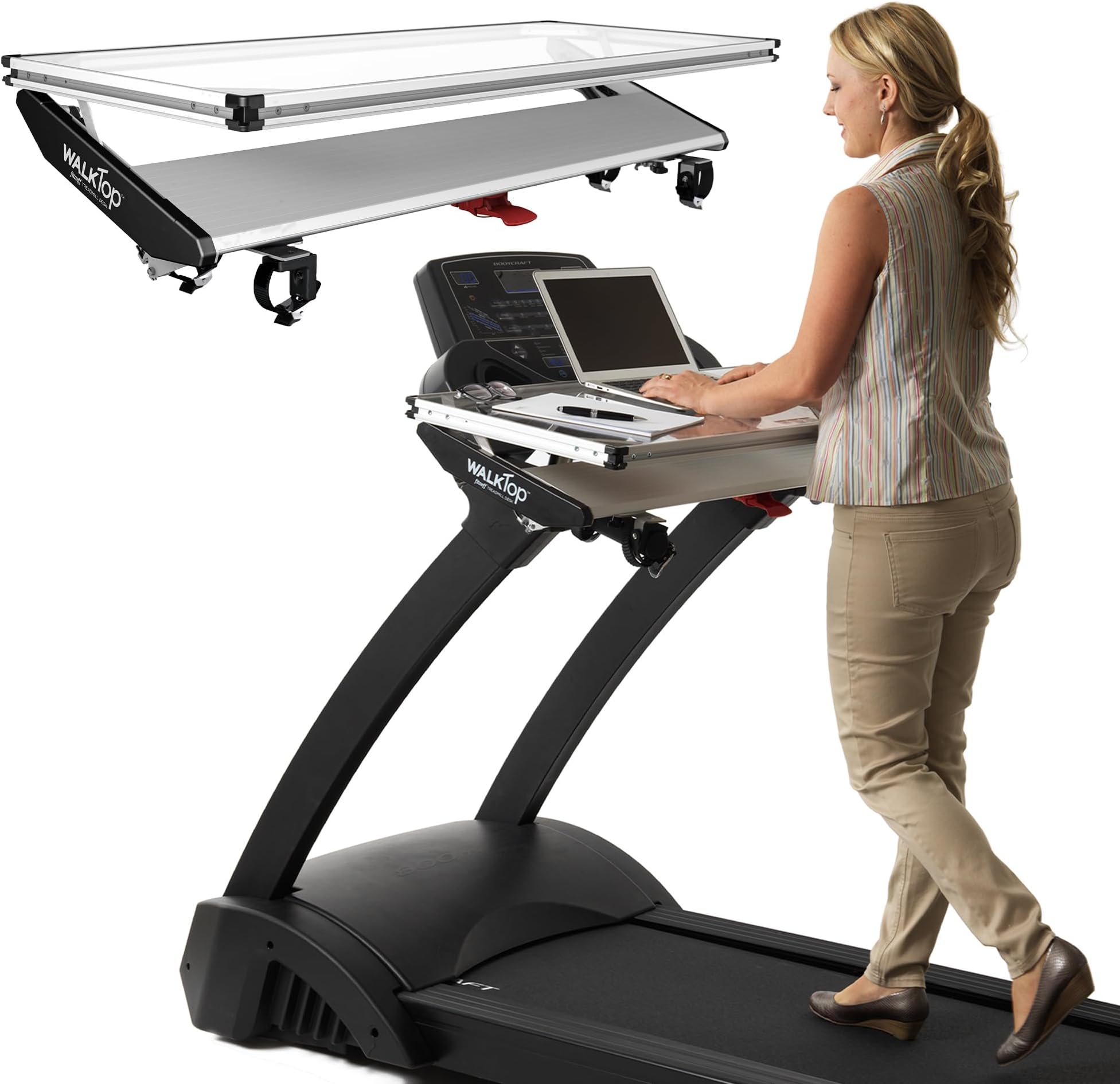 Treadmill Desk Attachment - Universal Ergonomic Platform for Notebook, Laptop & Tablet - Adjustable Height Desk for Treadmill - Compact Handlebars up to 43 inches for Easy Installation