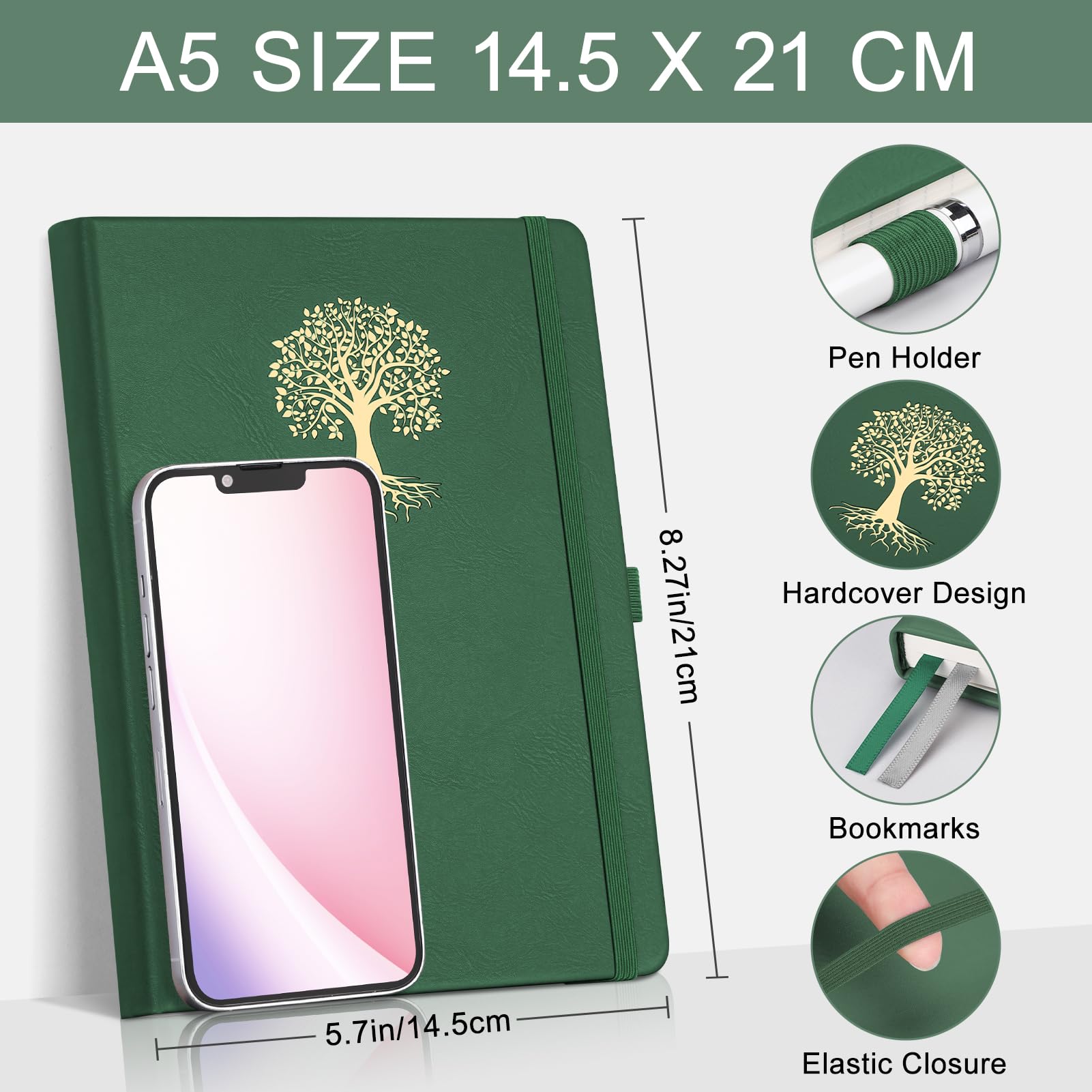 EMSHOI A5 Notebook Blank Journal, 192 Pages, 100 GSM Hardcover Leather Sketch Book with Doodle Stencil, Unlined - Image 2
