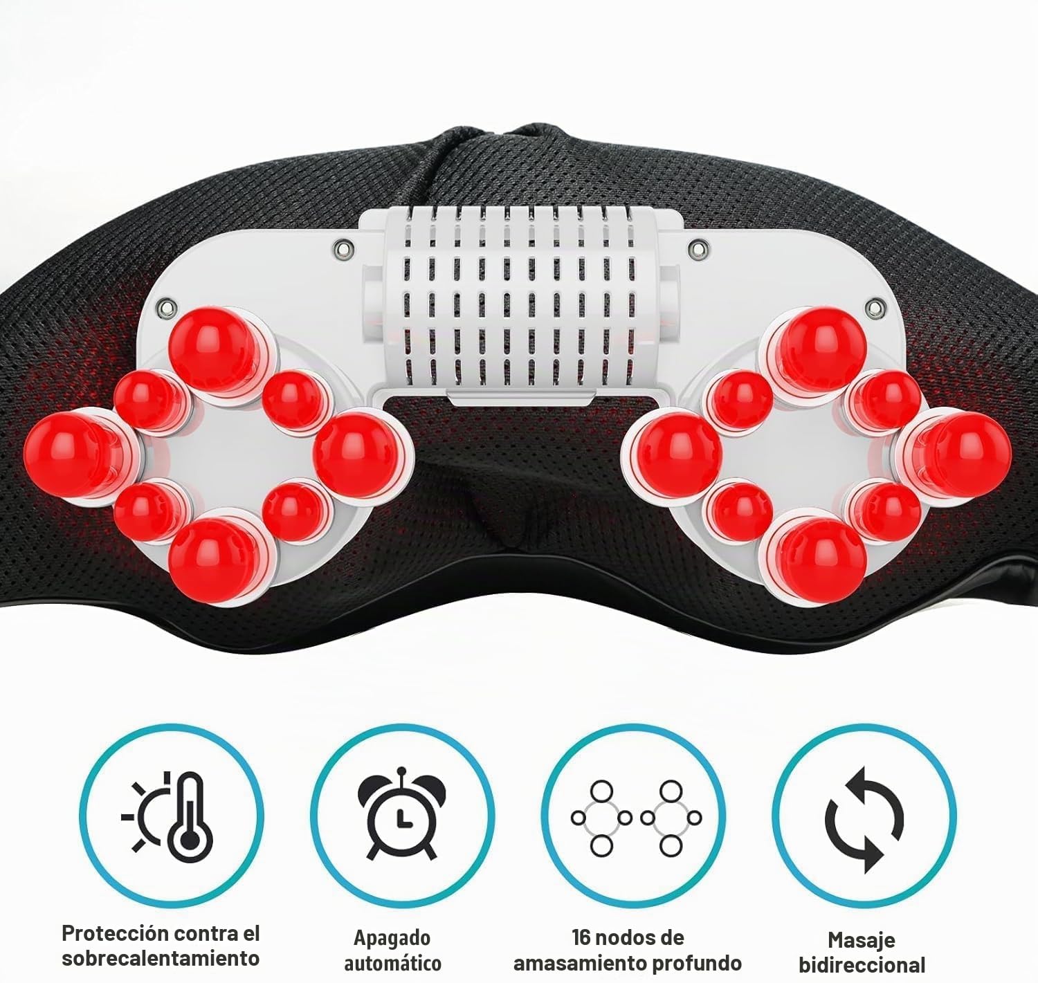 Cotsoco Masajeador Cervical y Espalda con Calor Relajante,Masajeador de Cuello y Hombros Inalambrico,Shiatsu Eléctrico 3D con 16 Nodos, para Casa Oficina y Coche,Negro