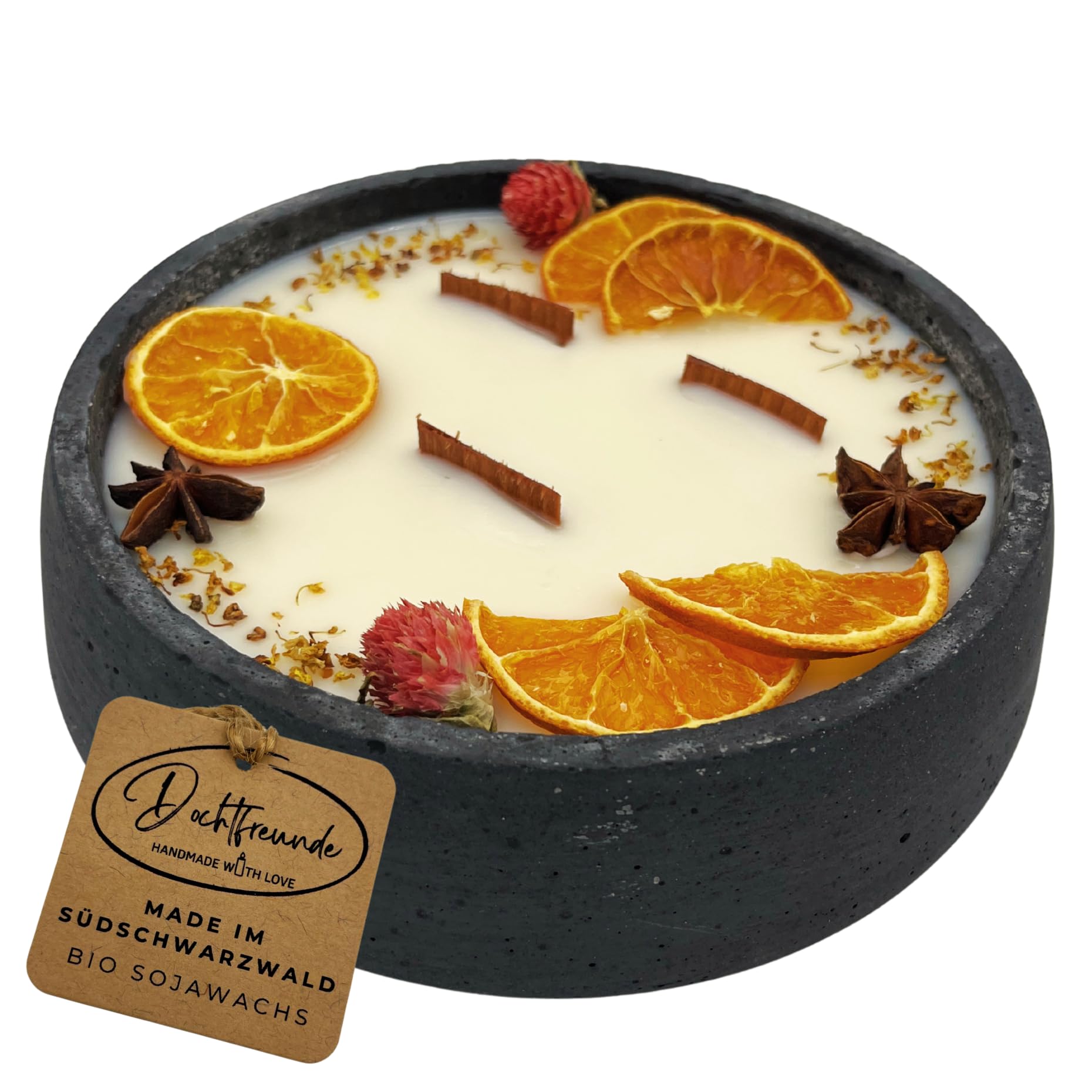 Citronella Betonkerze Black Edition, Sojawachs, ⌀18cm