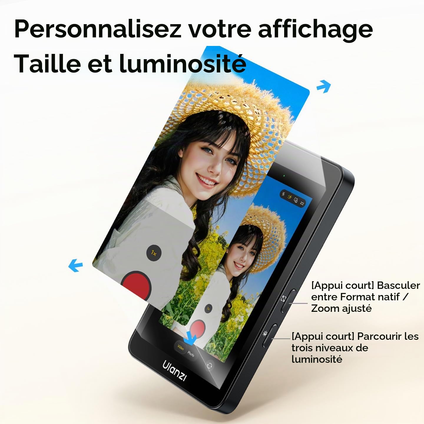 ULANZI VM1 Moniteur Selfie Magsafe, Magnétique Écran Selfie pour iPhone17-15/Android, 3,97" 4K 60FPS avec Port Micro, Plug & Play, Luminosité Réglable, Caméra Arrière pour Vlog/TikTok/Live Streaming